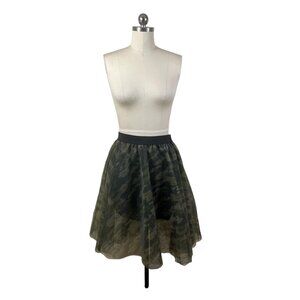 Freckles Skirt Womens Large Green Camouflage Mesh Layered Goth Grunge 90s